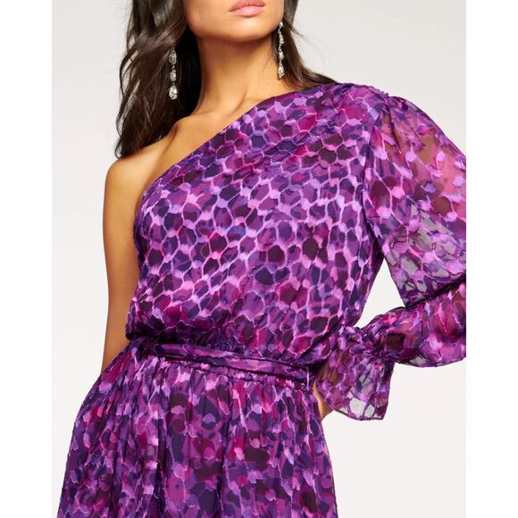 NWT Ramy Brook Michelle Silk Blend One Shoulder Dress in Vibrant Purple Size 0 - Picture 5 of 14